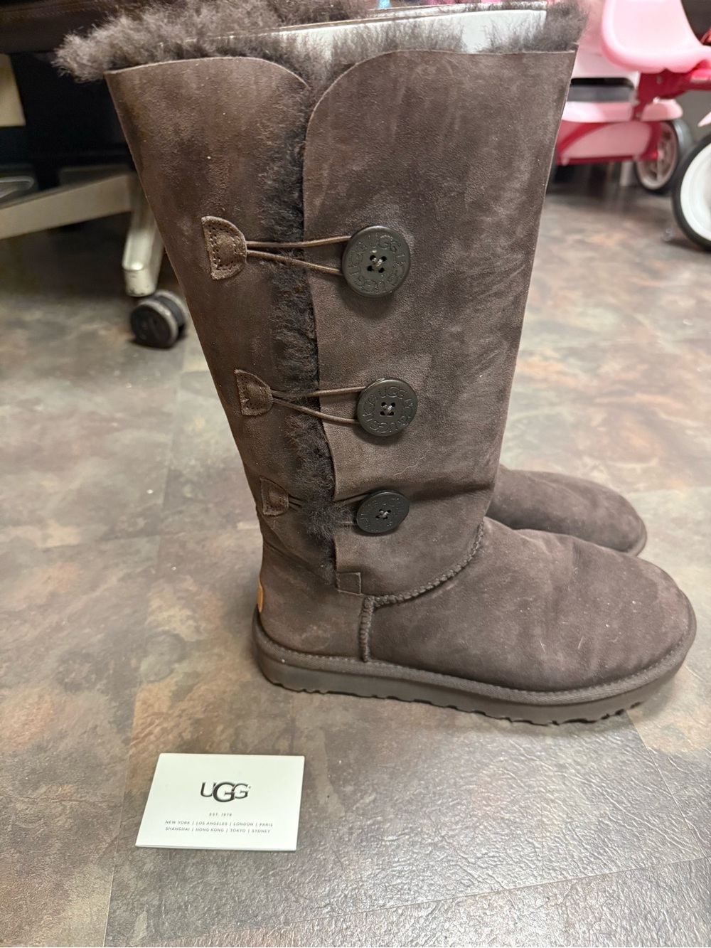 UGG Chestnut Triplet II Tall Button Suede Boots